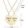 MJartoria Best Friend Necklaces BFF Necklace for 2 Friendship Valentines Day Gifts Split Heart Necklace Weirdo 1 Weirdo 2 Best Friends Forever Pendant Set