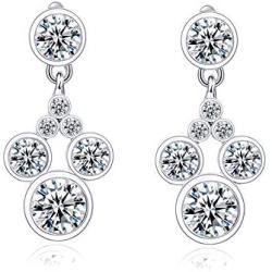 Deelan Mickey Jewelry Stud Earrings For Women Mouse Drop Dangle Charm Rose Gold Platinum Plated Zircon Earring