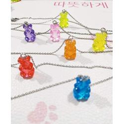 RUIZHEN Cute Mini Gummy Bear Dangle Earrings Pendant Necklace Jewelry Set Cute Animal Earrings