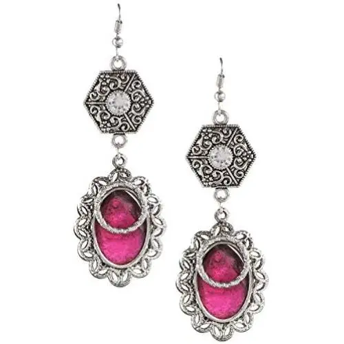 Efulgenz Boho Vintage Antique Ethnic Gypsy Tribal Indian Oxidized Silver Crystal Dangle Earrings Jewelry Set Efulgenz Boho Vintage Antique Ethnic Gypsy Tribal Indian Oxidized Silver Crystal Dangle Earrings Jewelry Set