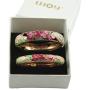 UJOY Vintage Jewelry Cloisonne Handcrafted Leaf Enameled Gorgeous Rhinestone Gold Hinged Cuff Bracelet Bangles Gifts 88A22