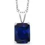 Gem Stone King 925 Sterling Silver Blue Created Sapphire Pendant Necklace For Women (2.70 Ct, Emerald cut 9X7MM with 18 Inch Silver Chain) Gem Stone King 925 Sterling Silver Blue Created Sapphire Pendant Necklace For Women (2.70 Ct, Emerald cut 9X7MM with 18 Inch Silver Chain)