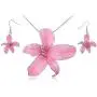 Alilang Silvery Tone Blue Pink Hawaiian Tropical Floral Pendant Necklace Dangle Earrings Set Alilang Silvery Tone Blue Pink Hawaiian Tropical Floral Pendant Necklace Dangle Earrings Set