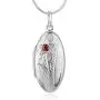 925 Sterling Silver Red Garnet Stone Flower Engraved Oval Shaped Locket Necklace 18 inches 925 Sterling Silver Red Garnet Stone Flower Engraved Oval Shaped Locket Necklace 18 inches