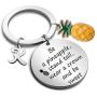 G-Ahora Motivational Initial Keychain Be a Pineapple Stand Tall Wear a Crown and Be Sweet Keychain Tropical Inspirational Alphabet Jewelry Initial Charm