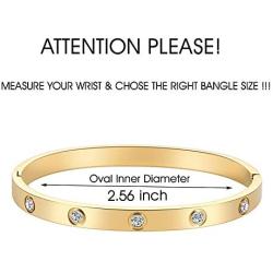 MDRONEY Oval Love Bracelet Bangle Friendship Jewelry Gifts for Women Teen Girls Stainless Steel Hinged Bracelet with Cubic Zirconia Stones Present for Her Friends, Gold, Rose Gold and Silver Available