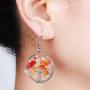 Tree of Life Earrings Natural Tree Dangle Colorful Stone Handcrafted Gemstone Jewelry for Women