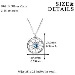 AOBOCO Inspirational Sterling Silver Compass Necklace with Swarovski Birthstone Crystal for Men & Women, Go in the Direction of Your Dreams, Christmas Birthday Jewelry Gift