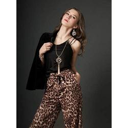Sunmoon Statement Leopard Jewelry Set for Women Leopard Leather Bracelet Teardrop Drop Dangle Earrings Long Tassel Pendant Necklace Mothers Day Necklace Earrings Gift