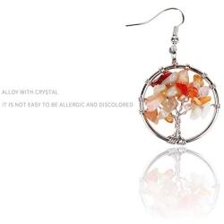Tree of Life Earrings Natural Tree Dangle Colorful Stone Handcrafted Gemstone Jewelry for Women