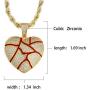 Hip Hop Bubble Broken Heart Pendant Necklace Iced Out Broken Heart 14K Gold Plated Full CZ Diamond Necklace with 24 inches Chain for Men Women Gold