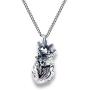 Pearlina Anatomical Heart Necklace Man or Woman 3D Pendant Oxidized Antique-Finish Stainless Steel, 24''