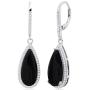 Pear Cut Gemstone and White Topaz Halo Dangle Leverback Earrings in Sterling Silver (18x8mm)