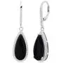 Pear Cut Gemstone and White Topaz Halo Dangle Leverback Earrings in Sterling Silver (18x8mm) Pear Cut Gemstone and White Topaz Halo Dangle Leverback Earrings in Sterling Silver (18x8mm)