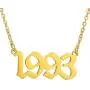 Year Necklaces,Initial Birth Year Number Pendant Necklace Birthday Gift for Women and Girl Old English Arabic Number Stainless Steel Friendship Necklace 1990-2006