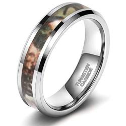 Frank S.Burton 6mm 8mm Camo Wedding Bands for Men Women Hunting Tungsten Carbide Rings Comfort Fit Size 5-13