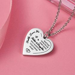 Haoflower Daughter Heart Pendant Necklace You are Braver Than You Believe Engraved Motivational Message Stainless Steel Jewelry Gifts from Mom Dad