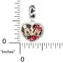 Disney Mickey and Minnie Mouse Sterling Silver Dangle Heart Charm Bead Disney Mickey and Minnie Mouse Sterling Silver Dangle Heart Charm Bead
