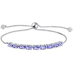 3.89 Ct Purple Lavender Oval Tanzanite Bolo Tennis Bracelet For Women 925 Sterling Silver Adjustable