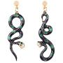 Womens Snake Earrings Dangle Drop Punk Exaggerated Animal Long Black Cool Snake Asymmetrical Earrings Stud Ear for Women Girls Jewelry
