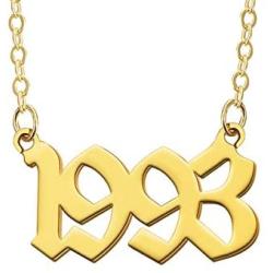 KissYan Birthday Year Necklace 18K Gold Plated Stainless Steel Gold Birth Year Number Pendant Memorable Anniversary Jewelry for Women Girls Birthday 1990-2001