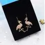 HANGO creative animal earrings, pink diamonds, red-crowned crane earrings, alloy flamingo earrings, suitable for clothes matching. Valentines day gifts, birthday parties, mothers day gifts