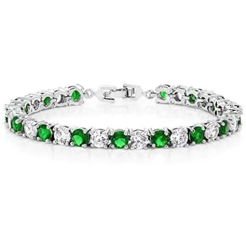 Gem Stone King Sparkling Multi-Color Round Cubic Zirconia CZ Womens Tennis Bracelet (7.50 cttw, 7 Inch)