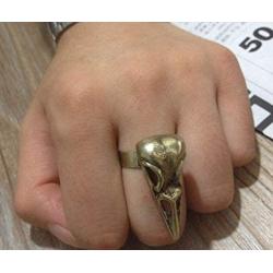 YANCHUN Skull Necklace Skull Stud Earrings for Women Stainless Steel Punk Biker Skull Ring for Men Halloween Jewelry Set