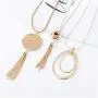 FUNRUN JEWELRY 3PCS Long Pendant Necklace for Women Circle Knot Tassel Necklace Sweater Chain Statement Necklace Set