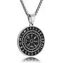 MVKJ Viking Necklace 316L Stainless Steel Norse Runes Vegvisir Pendant Celtic Pagan Compass Amulet Necklace Jewelry for Men Women