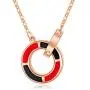 18k Rose Gold Double Circle Necklace for Women, Jewelry for Wife / Girlfriend / Sister, Christmas Present for Her, 18''