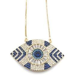 Gold Evil Eye Lariat Necklace for Women 18K Gold Plated Sliding Adjustable Chain Novel Jewelry