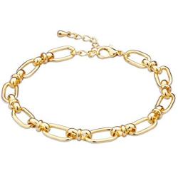 N/H Rectangle Link Bracelets for Women Gold Handmade Geometric Paperclip Classic Chain  Bracelet for Women Jewelry Gift