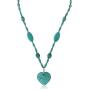 Gem Stone King 24 Inch Simulated Turquoise Howlite Necklace for Women with Heart Shape Pendant and Earring Set
