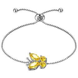 Hipunk 925 Sterling Silver Birthstone Butterfly Jewelry Women Crystal Animal Cute Butterflies Birthday Necklace/Earring/Ring/Bracelet Sets Birth Stone Statement Anniversary Jewellery