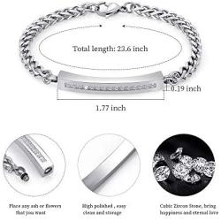 Cremation Urn Cuff Bracelet for Ashes Stainless Steel Crystal Cube Cremation Bangle Keepsake Ashes Jewelry