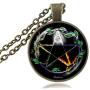 LUOR Trade Co.,Ltd Five Elements Pentagram Necklace, Pentacle Jewelry, Wiccan Pagan Paganism Pendant, Magic Five Pointed Star Amulet, Earth, Air, Spirit, Water, Fire Coexist Religion Medallion Charm