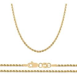 Orostar 14K Yellow Gold 2mm Diamond Cut Rope Chain Necklace, 16'' - 30''