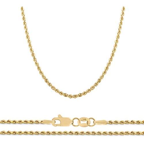Orostar 14K Yellow Gold 2mm Diamond Cut Rope Chain Necklace, 16'' - 30''
