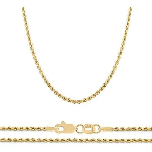 Orostar 14K Yellow Gold 2mm Diamond Cut Rope Chain Necklace, 16'' - 30'' Orostar 14K Yellow Gold 2mm Diamond Cut Rope Chain Necklace, 16'' - 30''