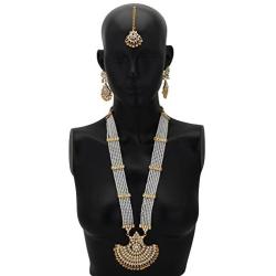 Jwellmart Indian Diva Collection Pearl Rani Haar Necklace Set in Kundan Stones for Women and Girls