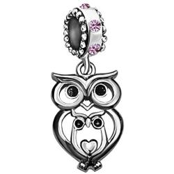 JMQJewelry Owl Birthstone Mother Mom Love Girl Boy Family Heart Animal Charms for Bracelets Mothers Grandmas Day