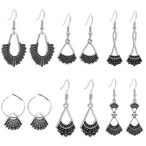 VALIJINA 6 Pairs Dissent Collar Earrings for Women RBG Dangle Drop Earrings Set Jewelry Gifts for Fans of Ruth Bader Ginsburg VALIJINA 6 Pairs Dissent Collar Earrings for Women RBG Dangle Drop Earrings Set Jewelry Gifts for Fans of Ruth Bader Ginsburg