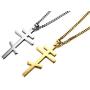 XUANPAI Mens Stainless Steel Cross Pendant Necklace Russian Orthodox Cross Religious Jewelry,Curb Chain 24''