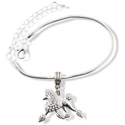 EPJ Poodle Jewelry for Women | Poodle Dog Stainless Steel Snake Chain Charm Bracelet