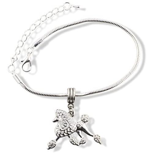 EPJ Poodle Jewelry for Women | Poodle Dog Stainless Steel Snake Chain Charm Bracelet