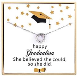 CHICLOVE Graduation Gift - 925 Sterling Silver Four Circles Necklace for Women Girls