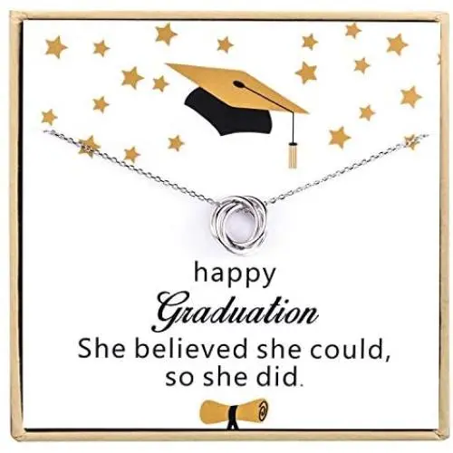 CHICLOVE Graduation Gift - 925 Sterling Silver Four Circles Necklace for Women Girls