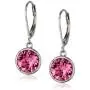 Sterling Silver Round Leverback Dangle Earrings Made with Swarovski Crystal