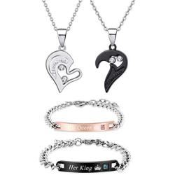 Long tiantian Her His Necklace Magnetic Bracelet for Couple Gift Couple Necklace